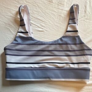Zyia Striped Low-Impact Sports Bra - Gray & White women’s size M